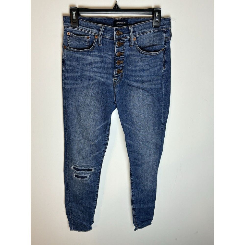 J.Crew 10" High Rise Toothpick Skinny‎ Jeans Size 28 Dark Wash Button Fly